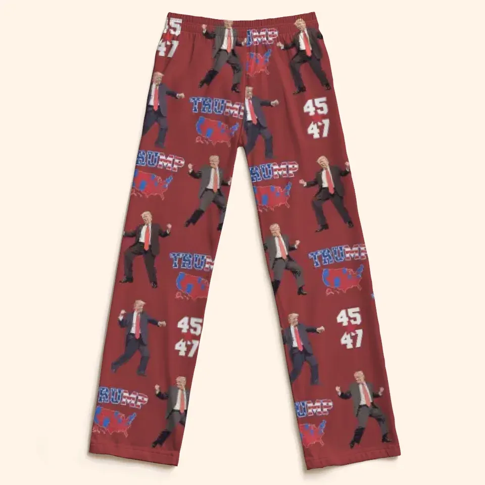 Holiday Lights Shine On A Familiar Political Face - US Elections Pajama Pants - Gift For Conservative Supporters
