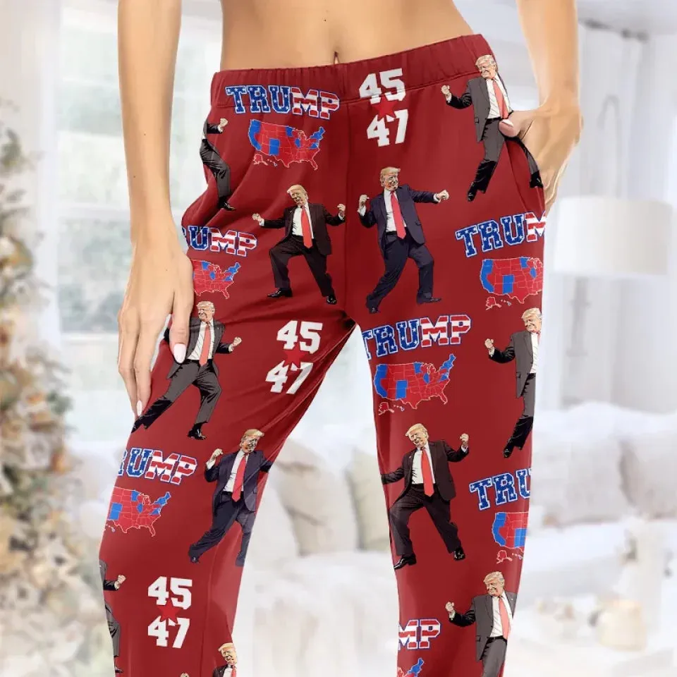 Holiday Lights Shine On A Familiar Political Face - US Elections Pajama Pants - Gift For Conservative Supporters