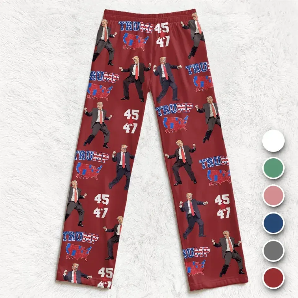 Holiday Lights Shine On A Familiar Political Face - US Elections Pajama Pants - Gift For Conservative Supporters