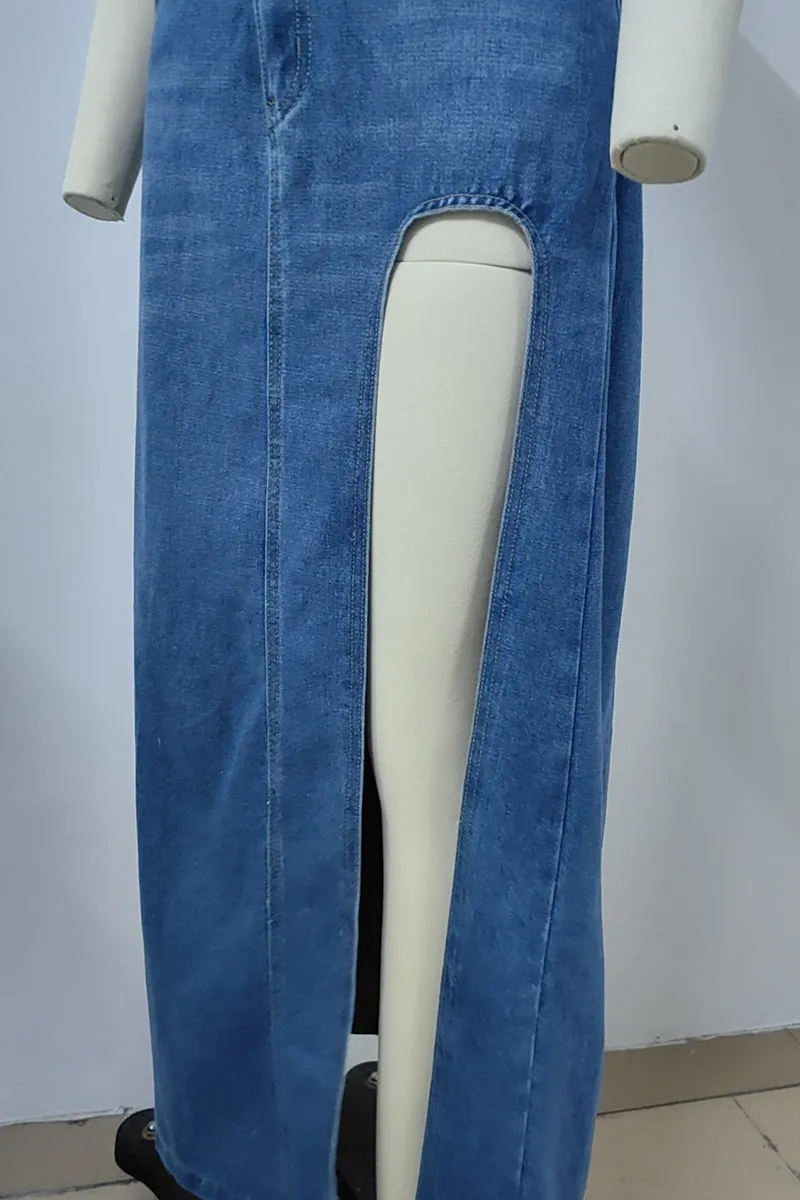 HQO2172  High Slit Long Skirt