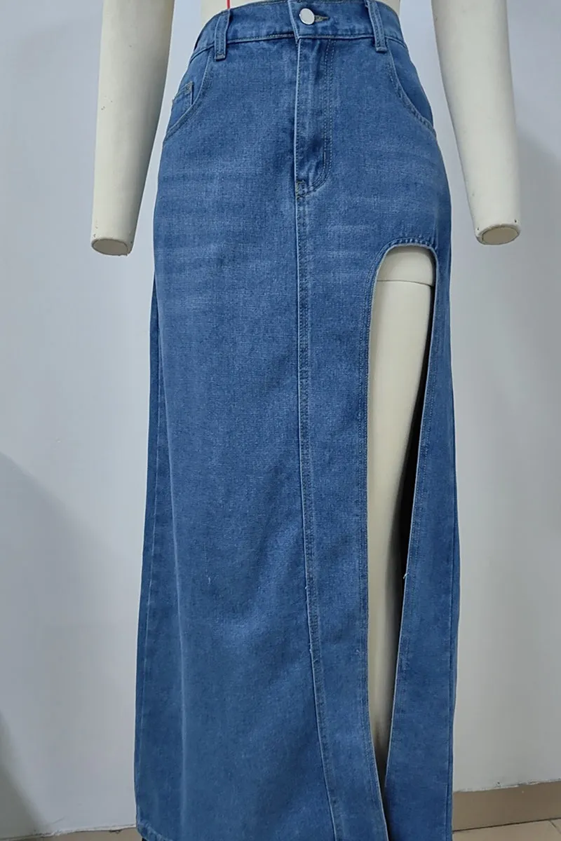 HQO2172  High Slit Long Skirt