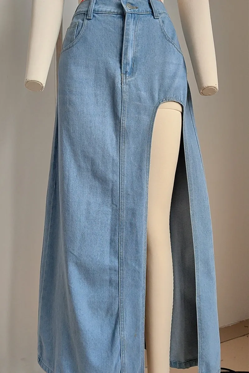 HQO2172  High Slit Long Skirt