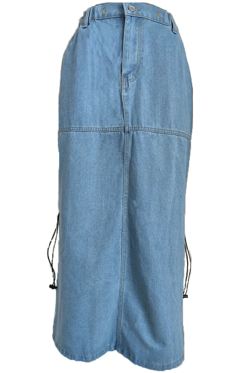HQO2173 Ruched Side Slit Skirt