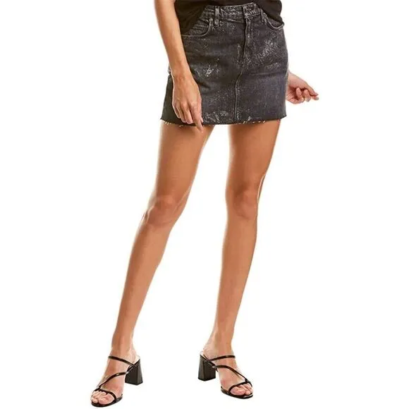 Hudson Jeans Blackened Metallic Denim Skirt Size 25