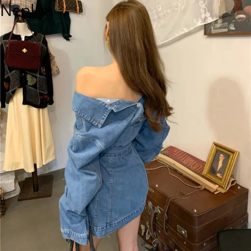 Isabella – Off-Shoulder Slim-Fit Women’s Denim Jacket