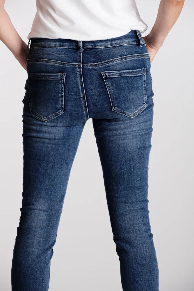 ITALIAN STAR New Classic Button Jeans - Dark Denim