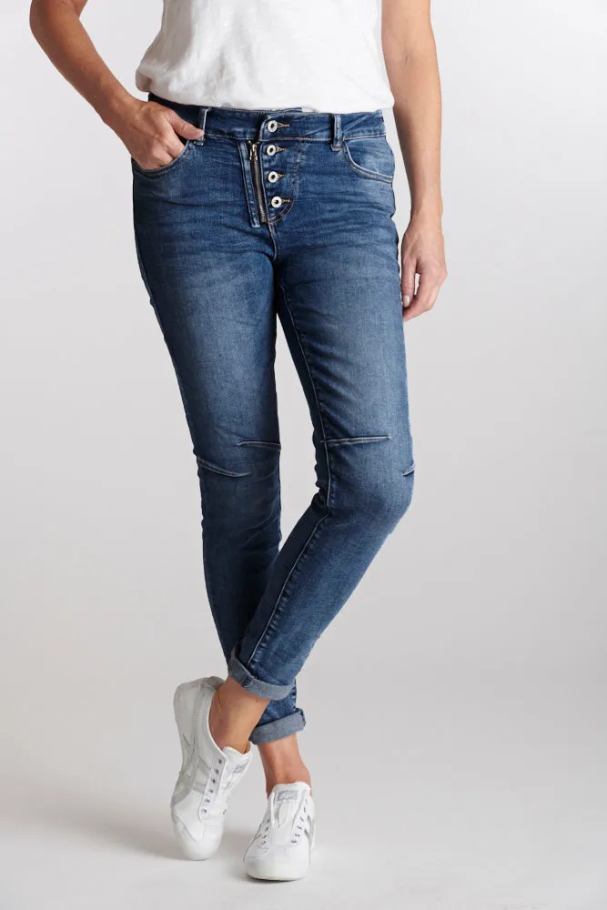 ITALIAN STAR New Classic Button Jeans - Dark Denim