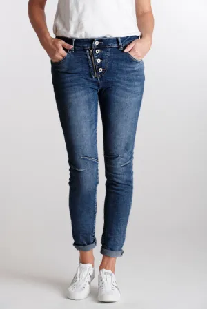 ITALIAN STAR New Classic Button Jeans - Dark Denim