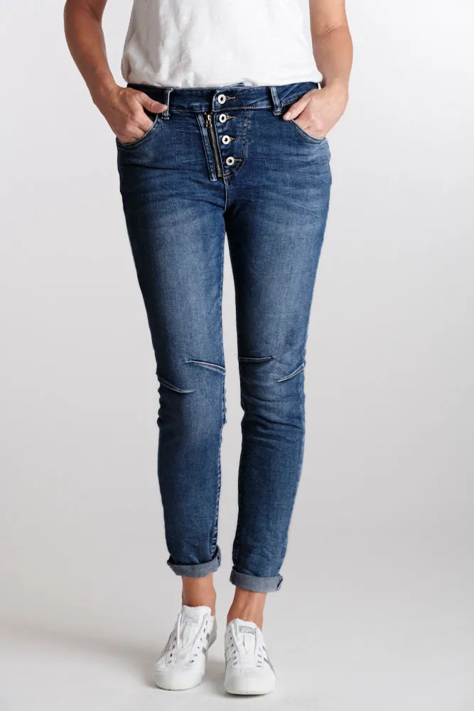ITALIAN STAR New Classic Button Jeans - Dark Denim