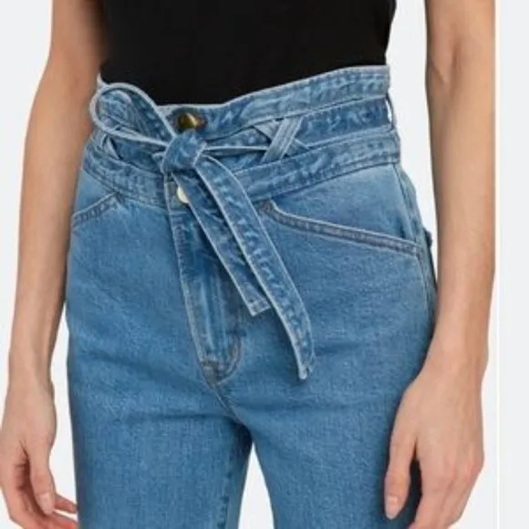 J Brand X Revolve  Sukey Crop High Waist Raw Hem Wide Leg Jeans sz 28