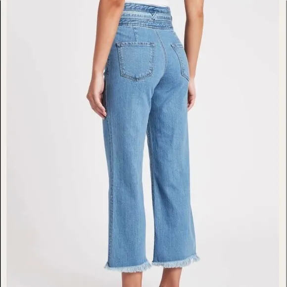 J Brand X Revolve  Sukey Crop High Waist Raw Hem Wide Leg Jeans sz 28