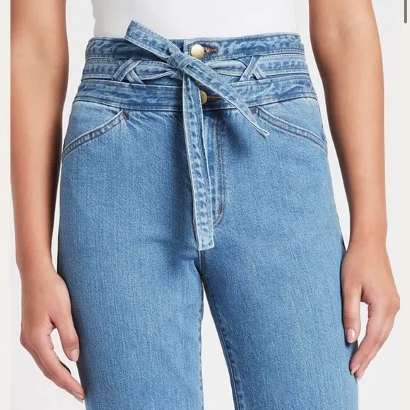 J Brand X Revolve  Sukey Crop High Waist Raw Hem Wide Leg Jeans sz 28