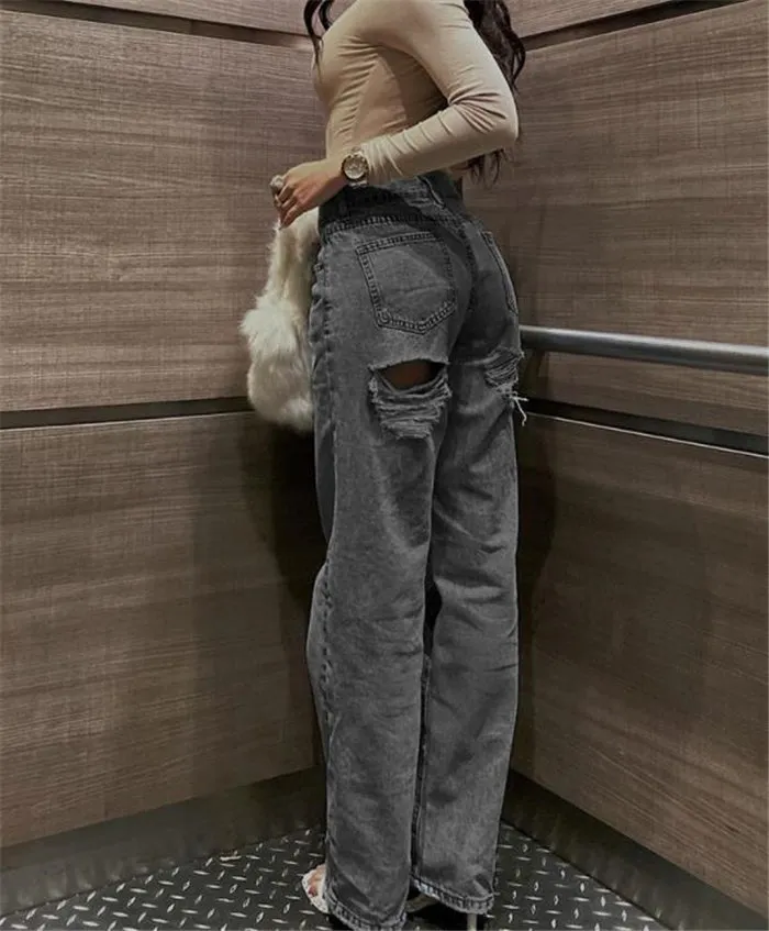JazzHer Berklee High Waist Ripped Jeans