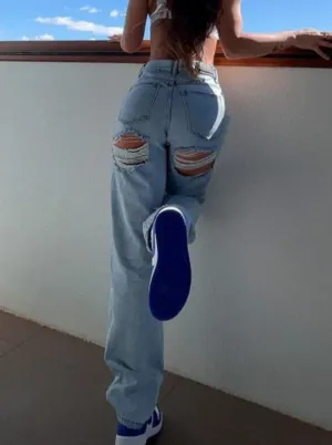 JazzHer Berklee High Waist Ripped Jeans