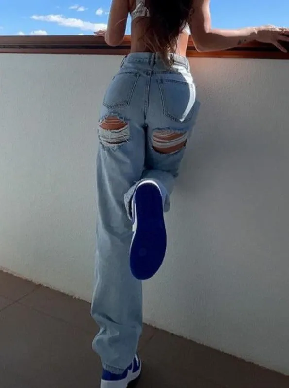 JazzHer Berklee High Waist Ripped Jeans