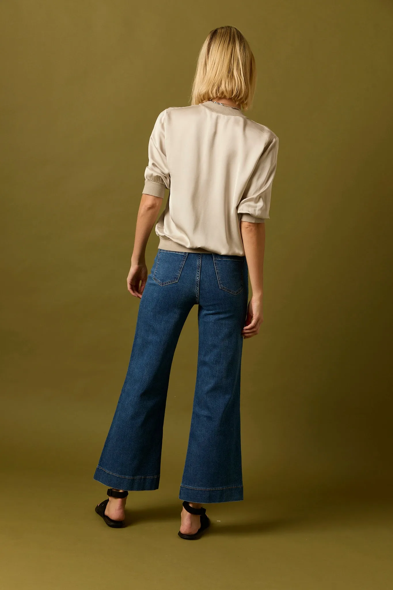 Jeans high waist pockets azul