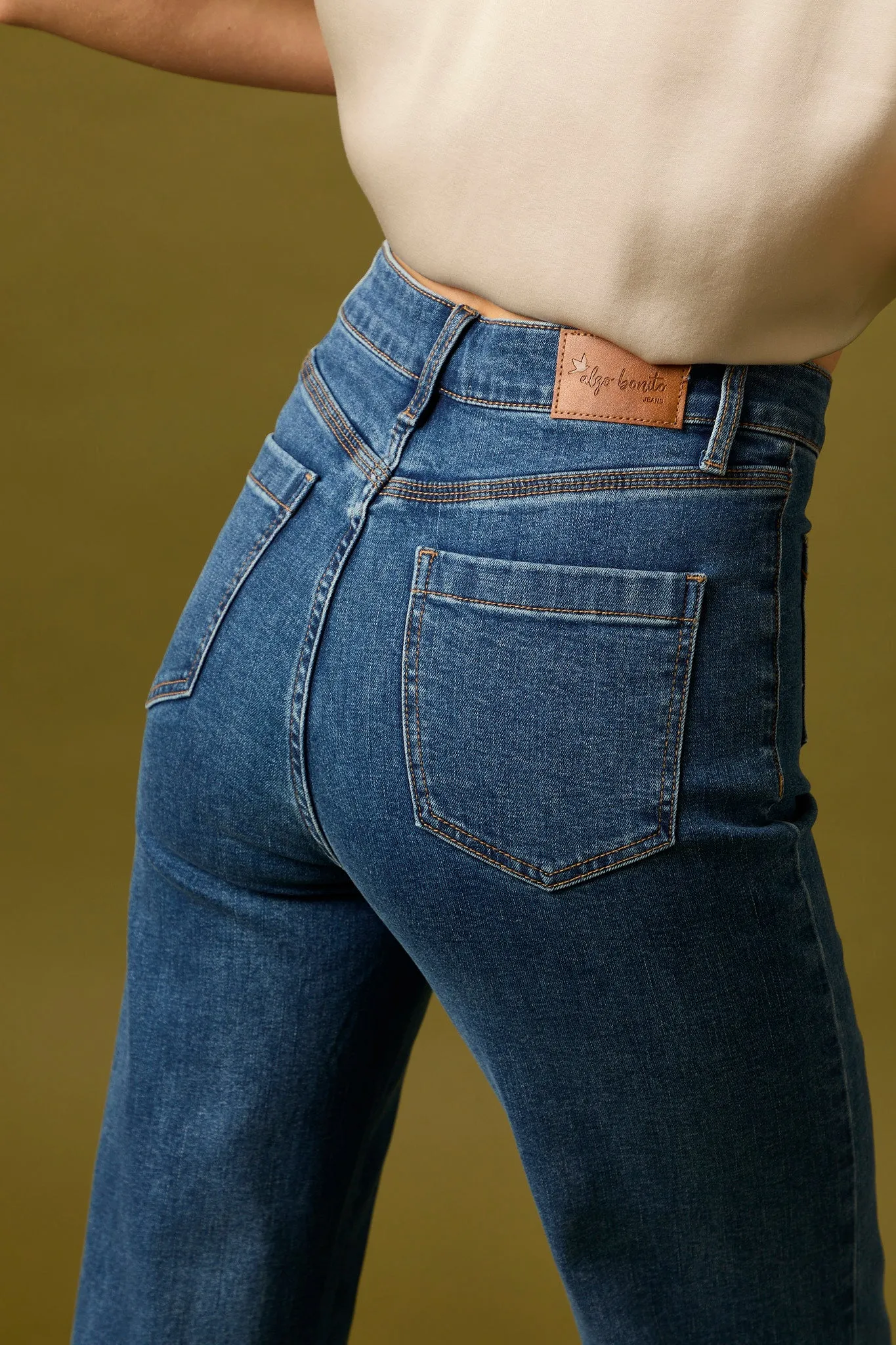 Jeans high waist pockets azul