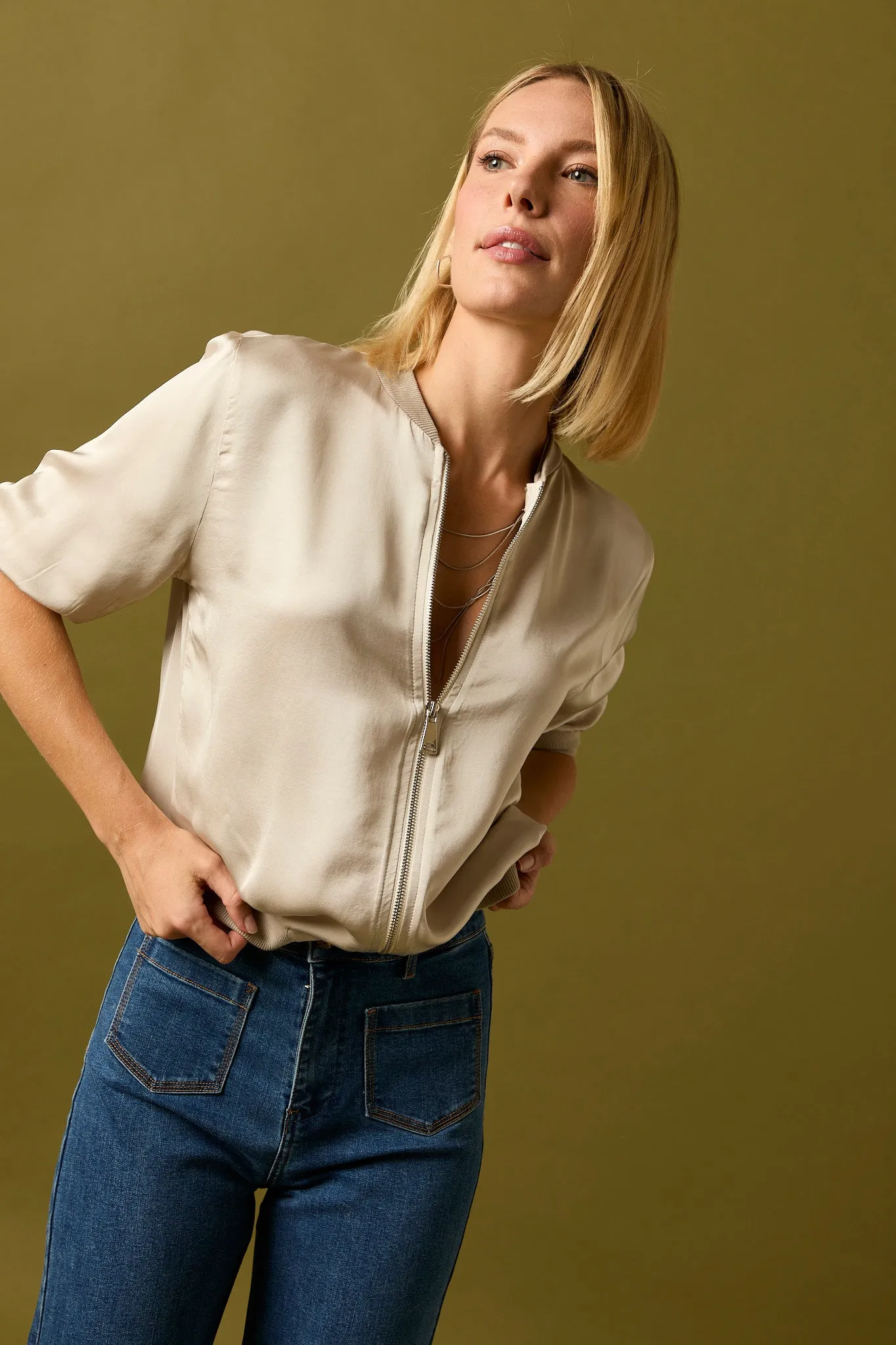 Jeans high waist pockets azul
