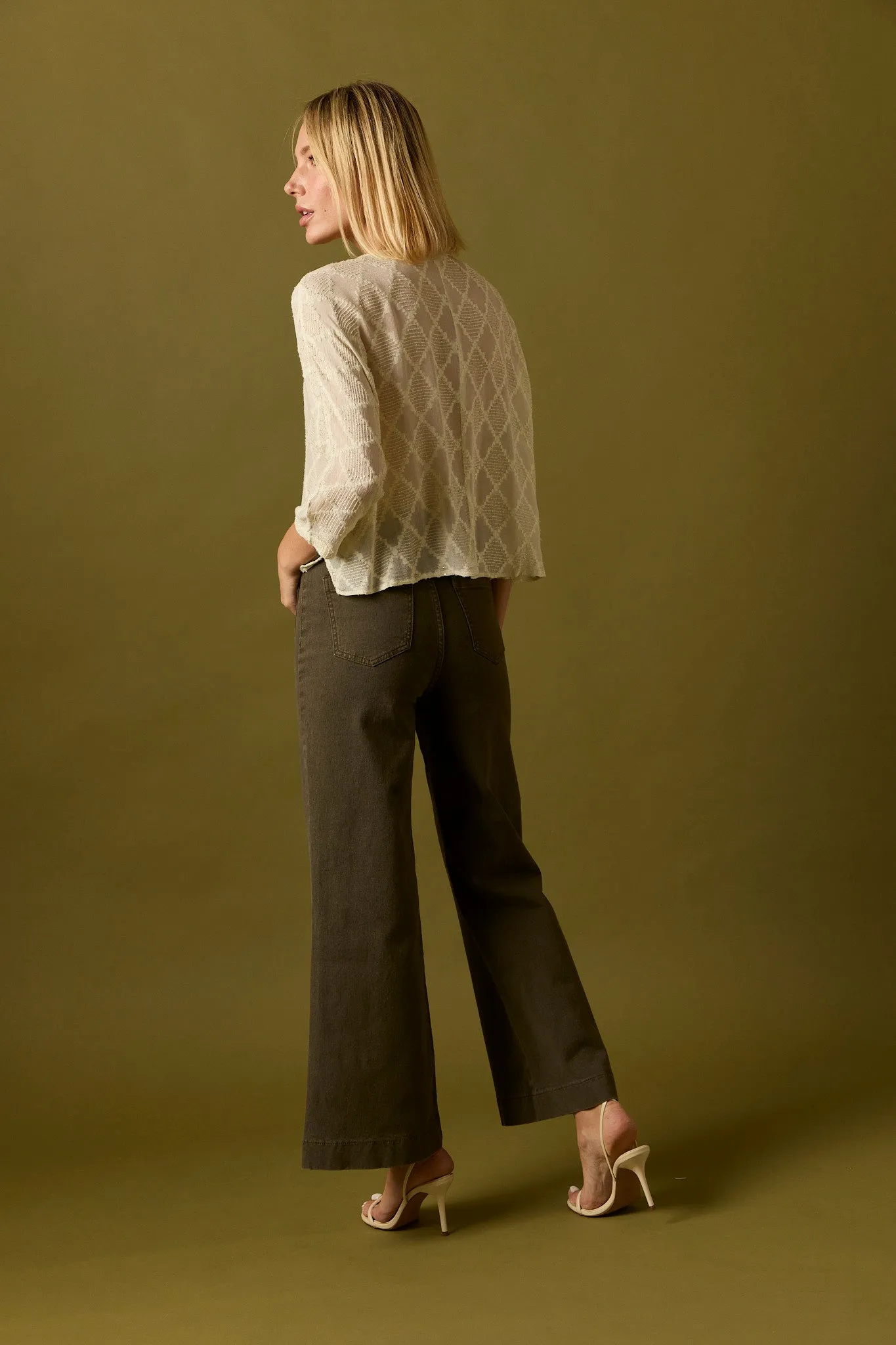 Jeans high waist pockets verde kaki