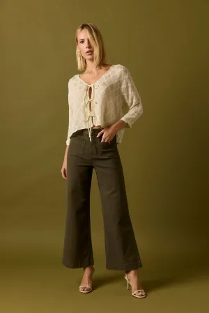 Jeans high waist pockets verde kaki