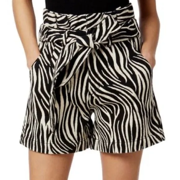 Joe's Jeans Calypso Zebra Print High Waist Paper Bag Shorts
