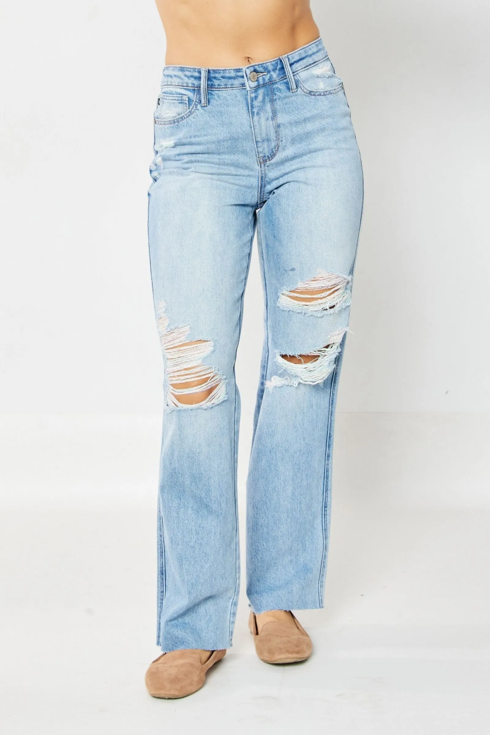 Judy Blue High Rise Rigid Magic 90's Destroyed Jeans