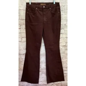 Judy Blue Jeans Womens 15/32 Espresso Tummy Control Flared Raw Hem High Waist