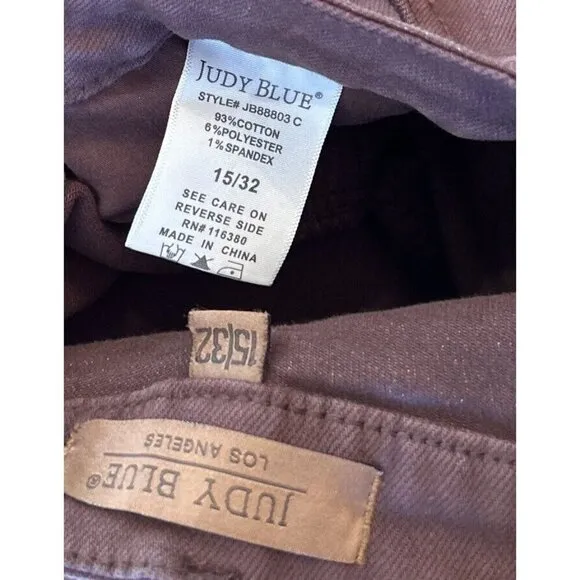 Judy Blue Jeans Womens 15/32 Espresso Tummy Control Flared Raw Hem High Waist