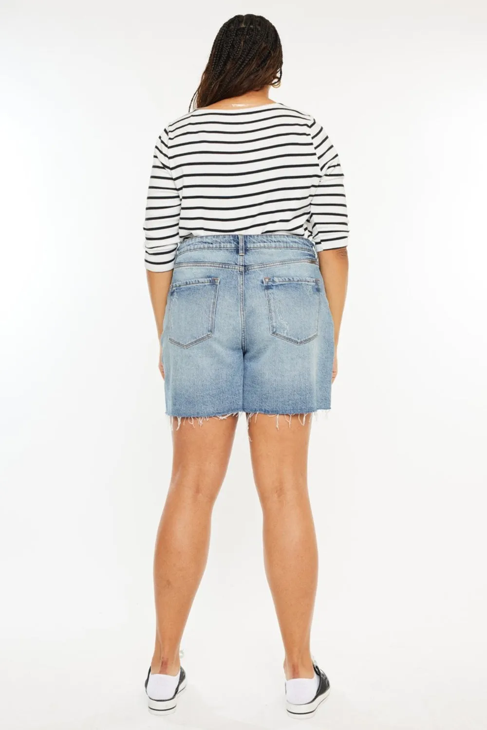 Kancan Raw Hem High Waist Denim Shorts