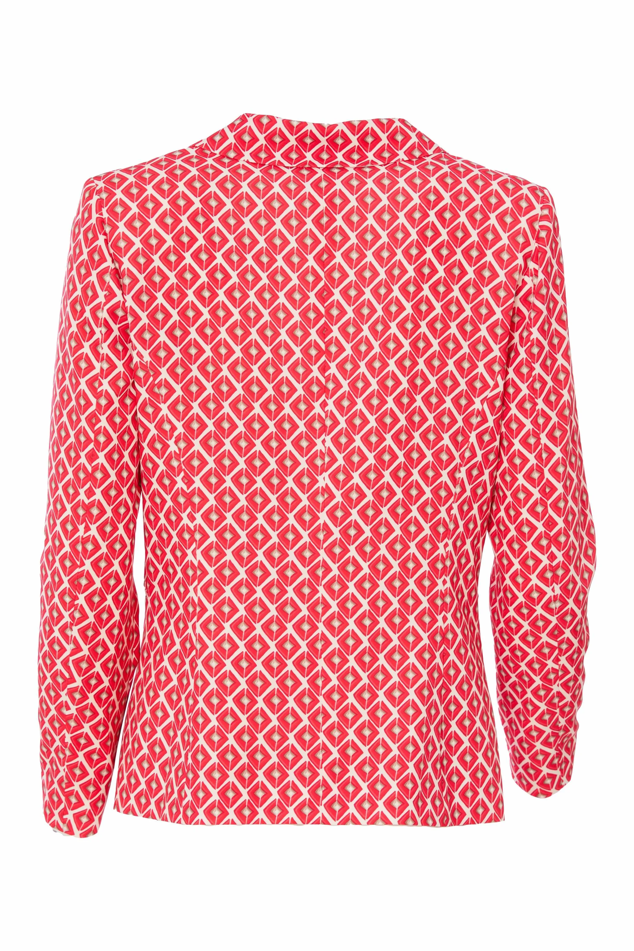 Kate Cooper Single Breast Geometric Print Poppy Red Blazer Jacket KCS25119