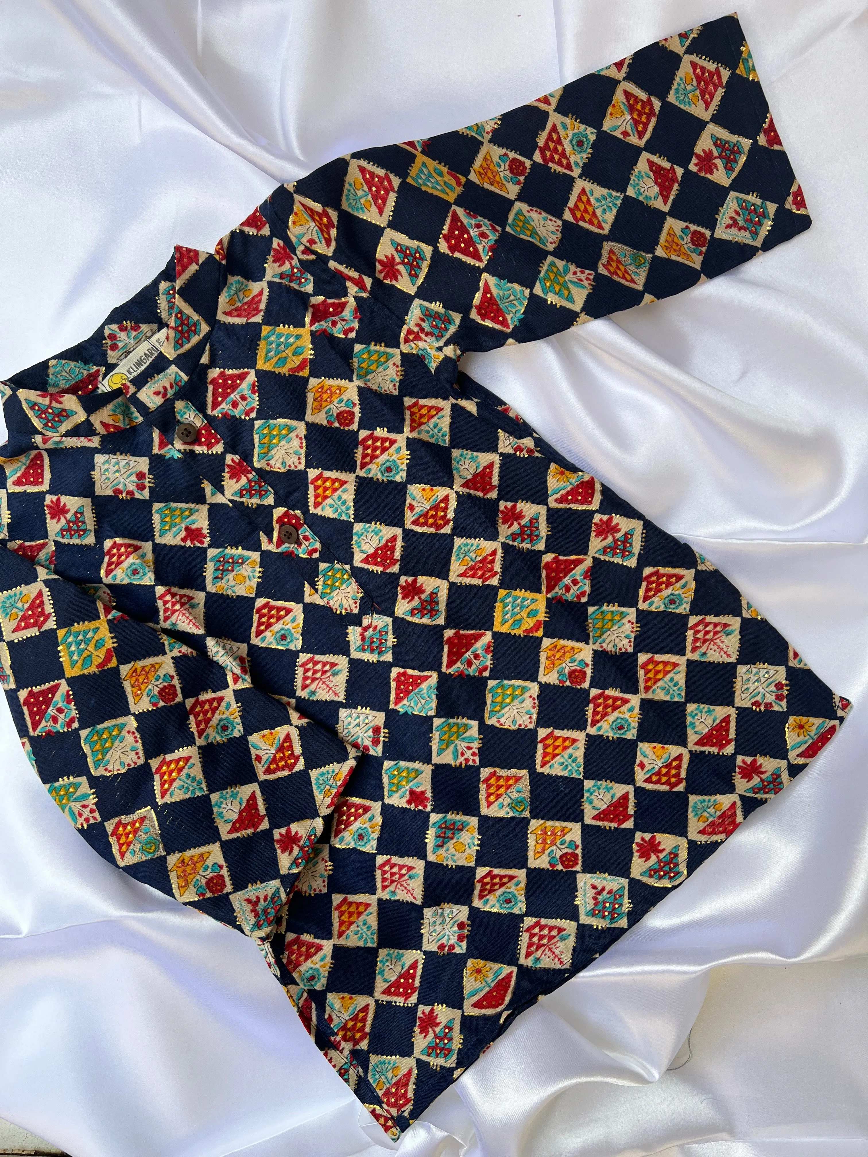 Klingaru Long Kurta - Navy Blue Flowers ( Last Pieces )
