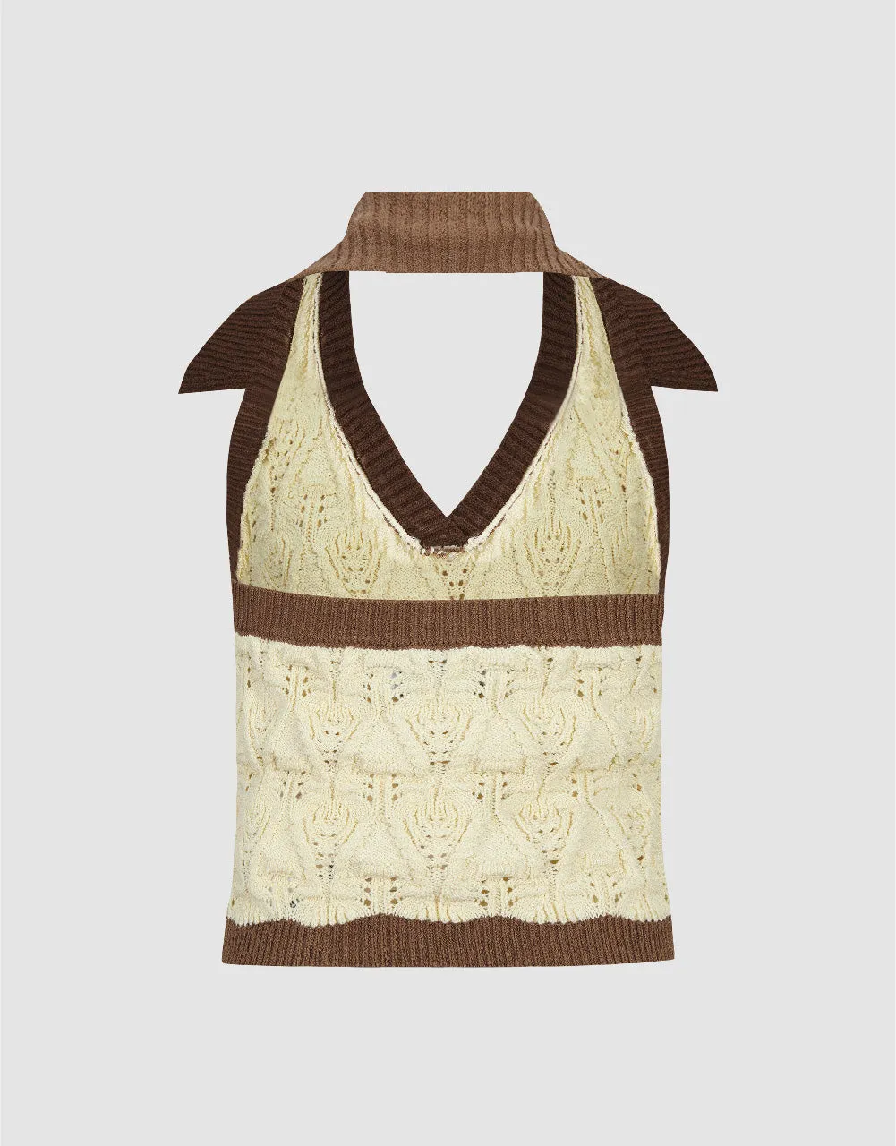 Knitted Lapel Tank Top