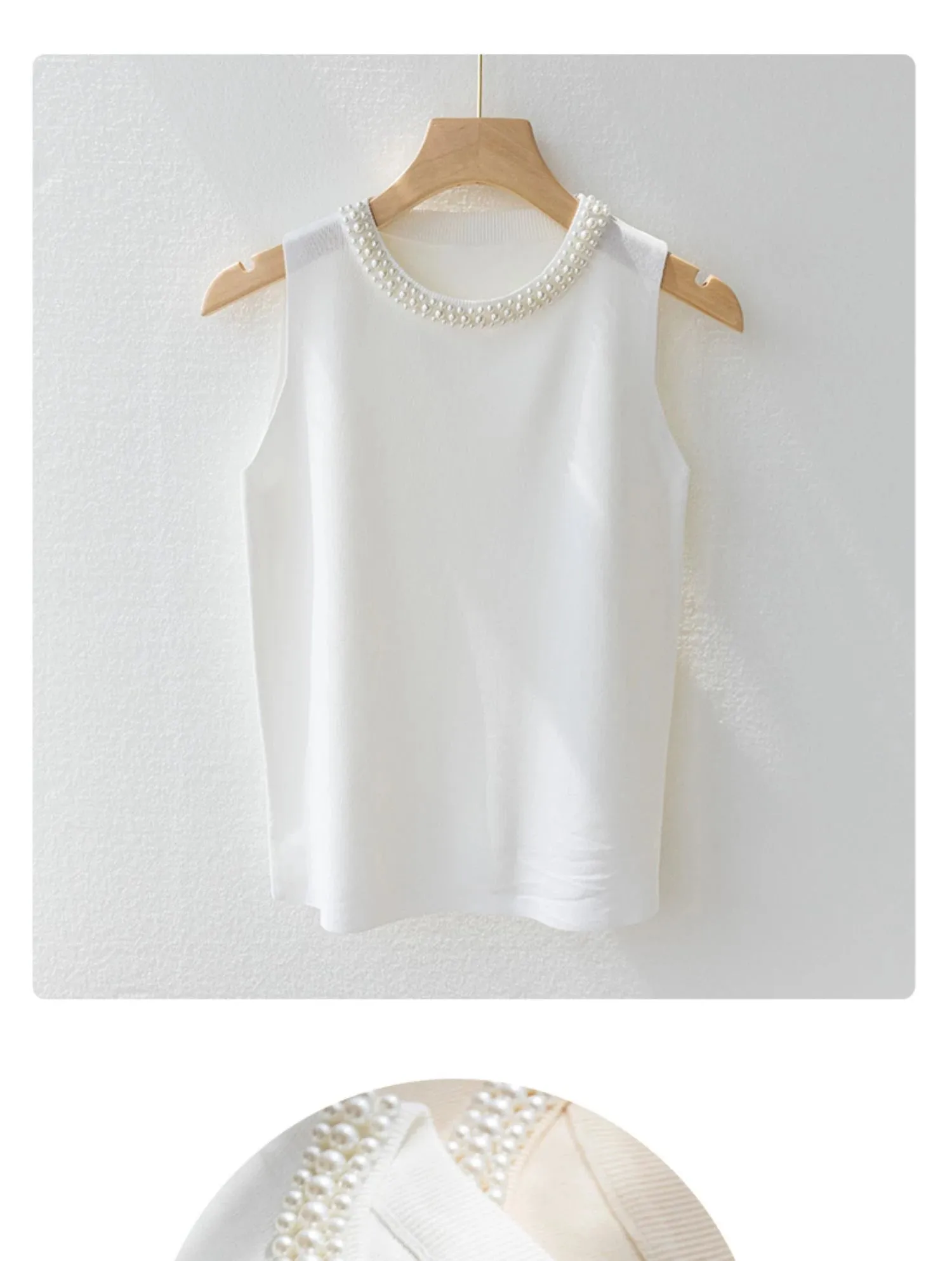 Korea Knitted Vests Women Top Solid Tank Blusas Mujer De Moda Summer New Fashion Female Sleeveless Beading Casual Thin Tops