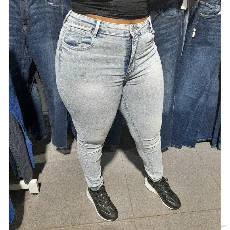 Ladies High Waist Strong Stretchy Slim Fit Denim Jeans | Plain | "Juni"