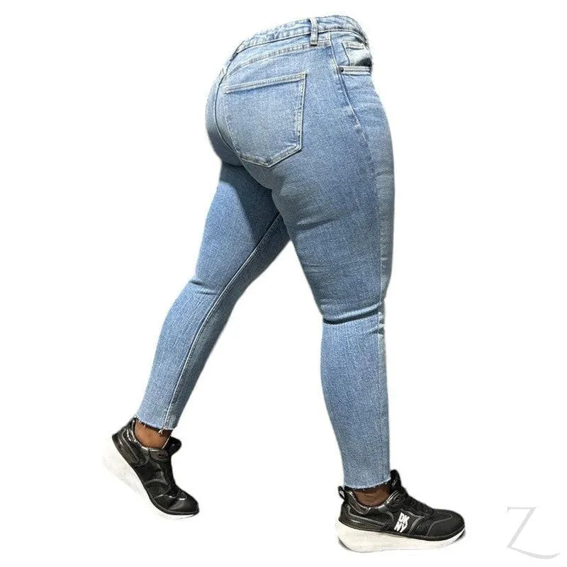 Ladies Super Strong Stretchy Skinny Denim Jeans | Cropped | "Zia"