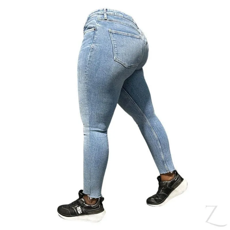 Ladies Super Strong Stretchy Skinny Denim Jeans | Cropped | "Zia"