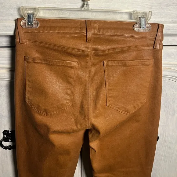 L’Agence Jyothi High Waist Split Ankle Cognac Coated Skinny Jeans