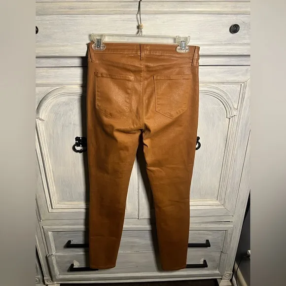 L’Agence Jyothi High Waist Split Ankle Cognac Coated Skinny Jeans