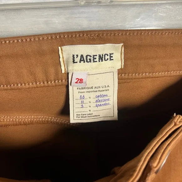 L’Agence Jyothi High Waist Split Ankle Cognac Coated Skinny Jeans