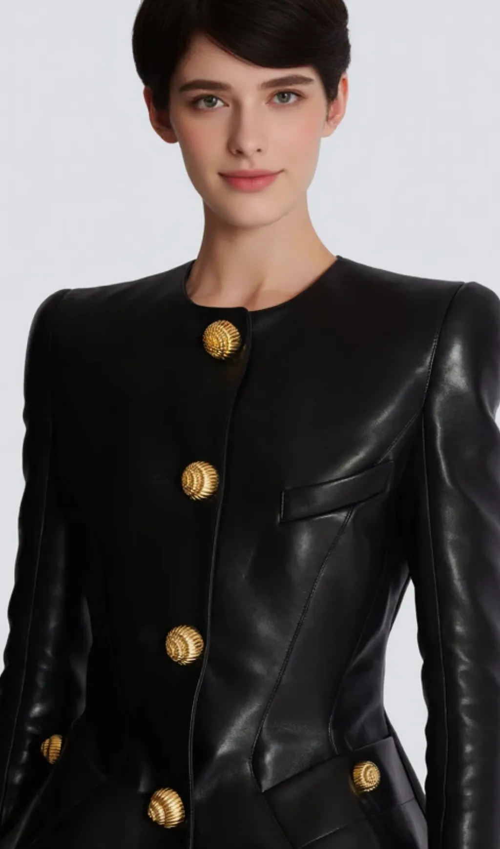 Lambskin leather peplum jacket