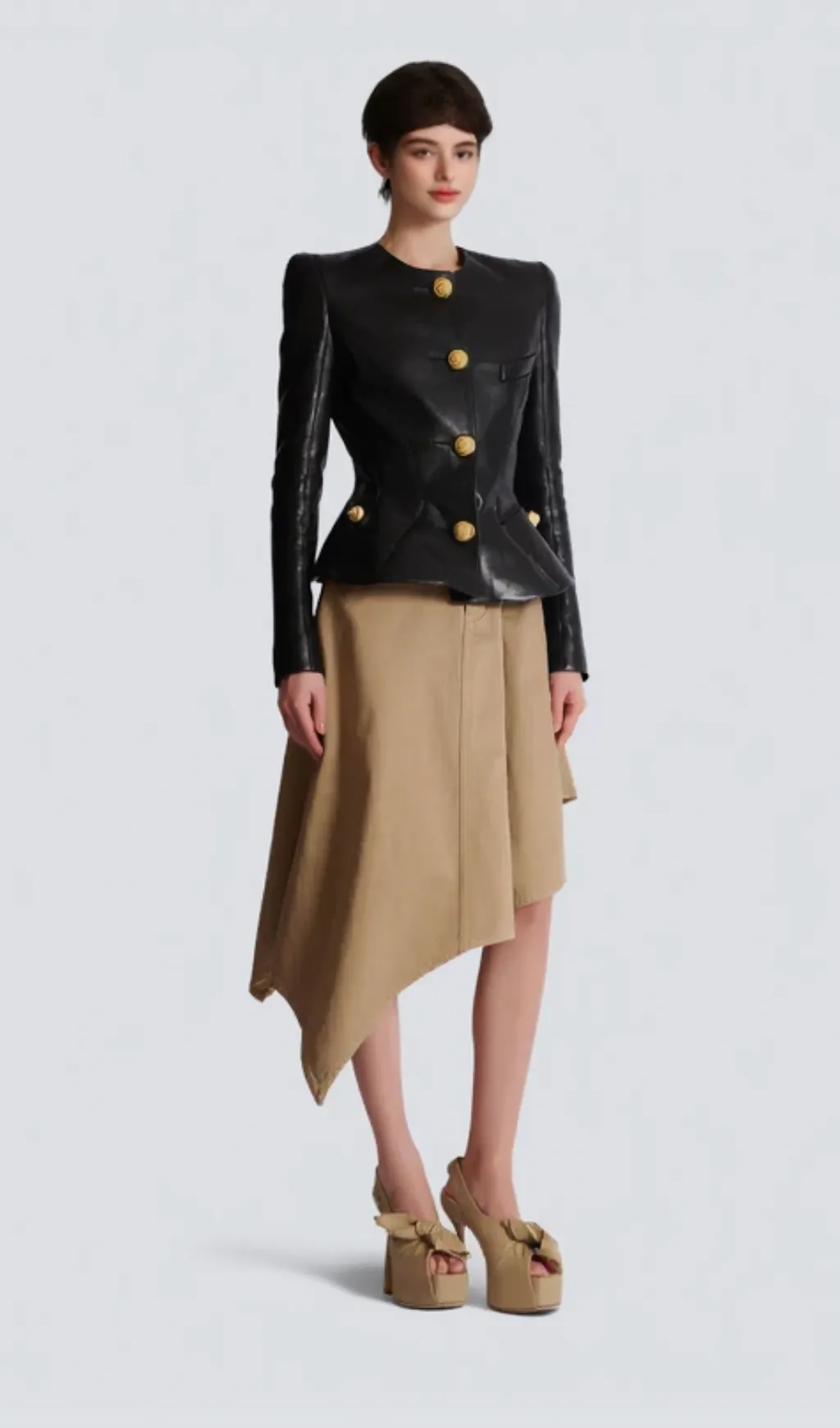 Lambskin leather peplum jacket