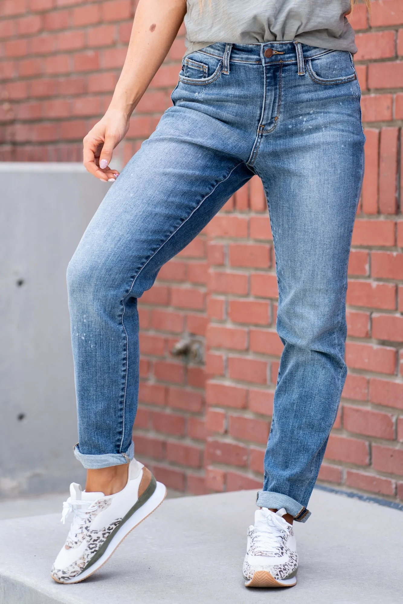 Lander High Waist Bleach Splash Boyfriend Regular & Plus Sizes