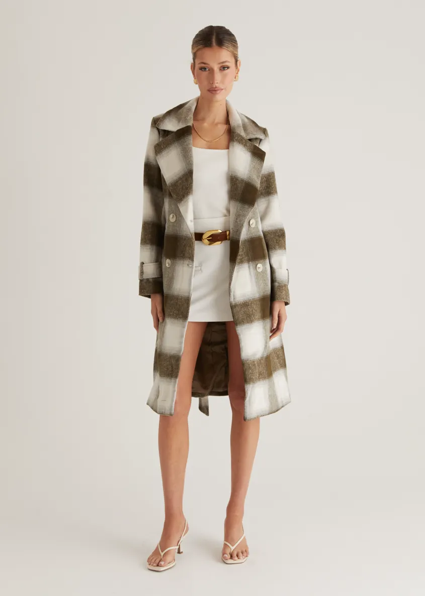 Laterro Coat - Olive Check