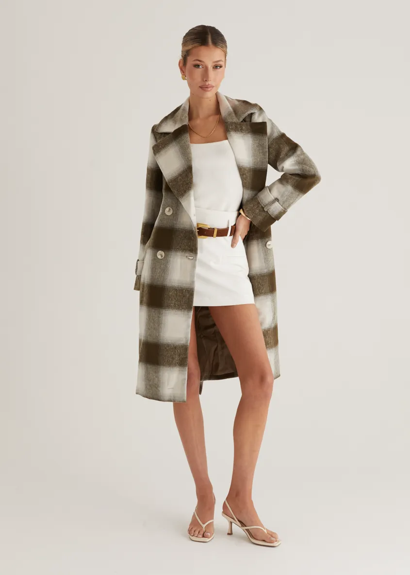 Laterro Coat - Olive Check