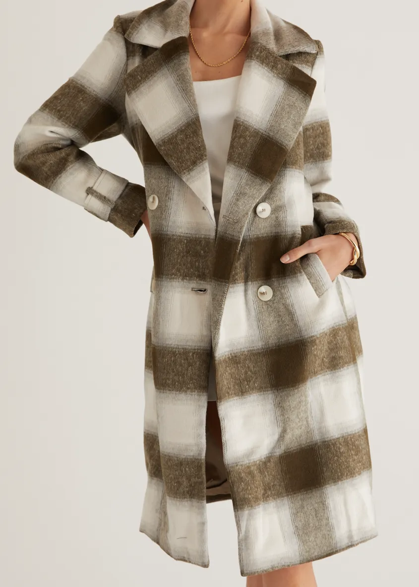 Laterro Coat - Olive Check