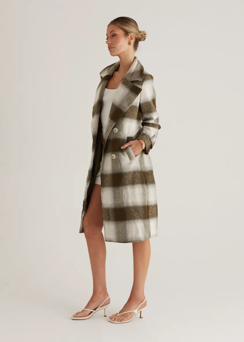 Laterro Coat - Olive Check