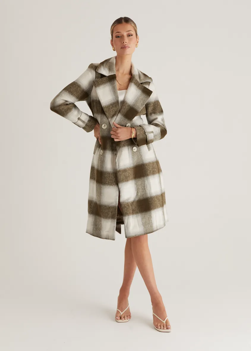 Laterro Coat - Olive Check
