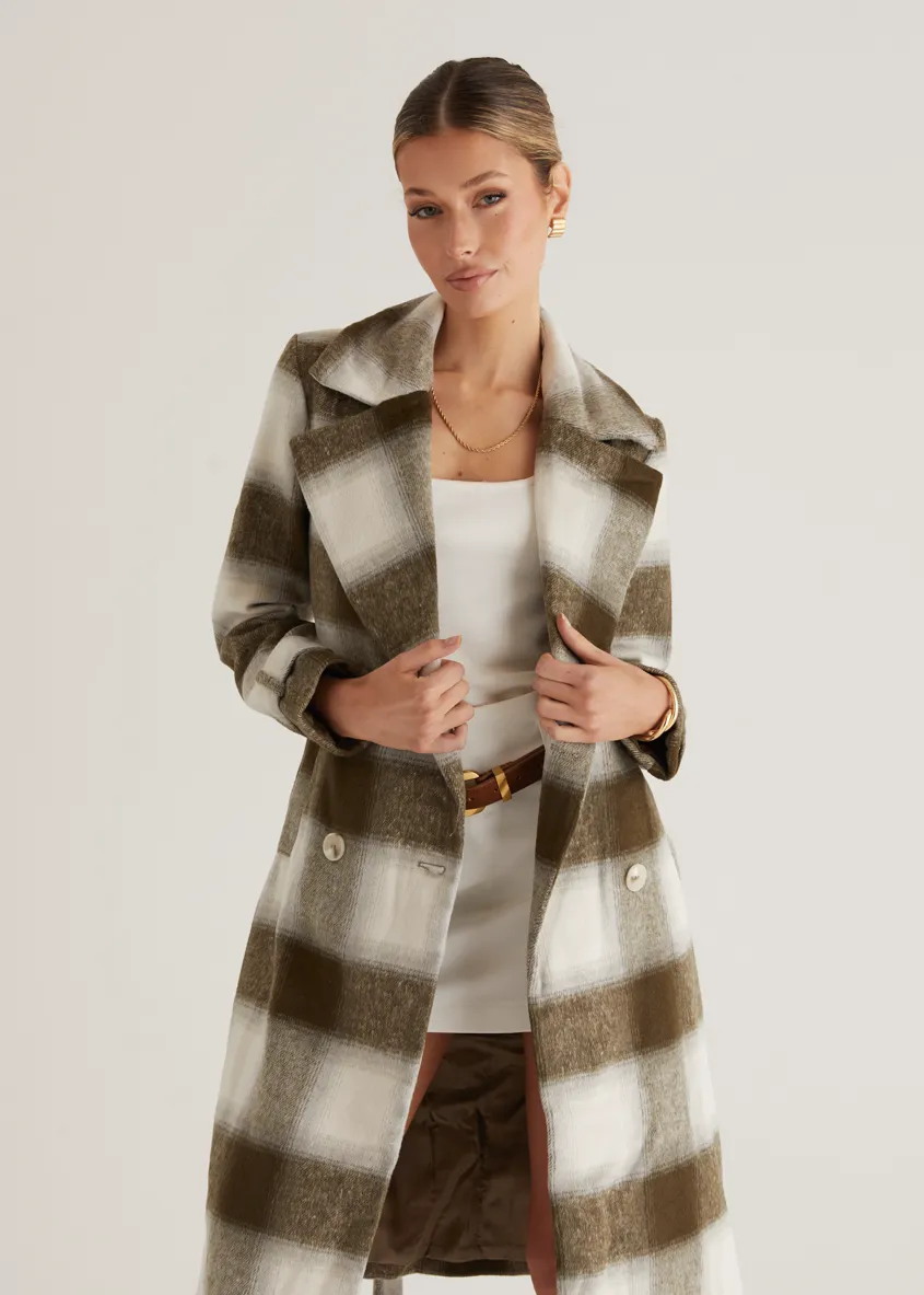 Laterro Coat - Olive Check