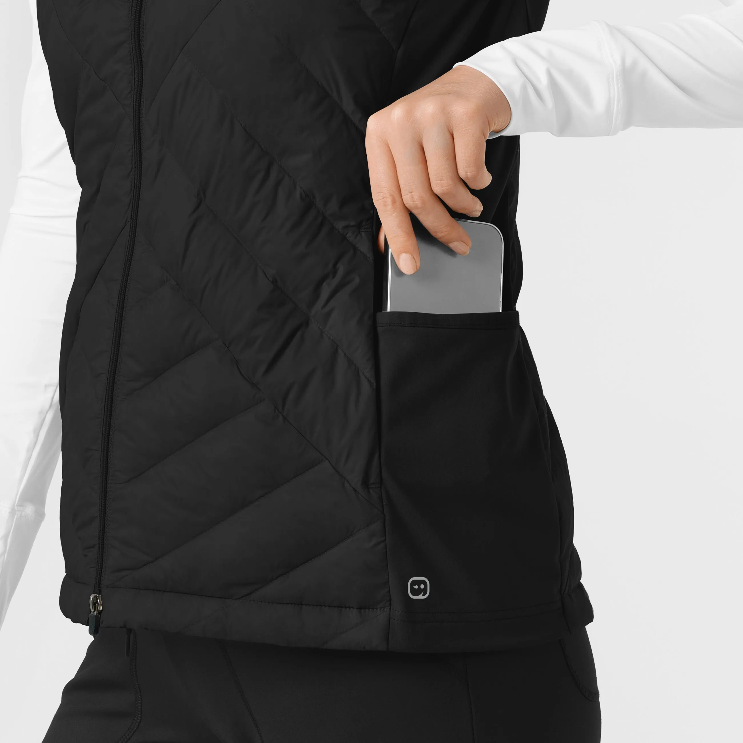 Layers 8277 Quilted Scrub Vest Black