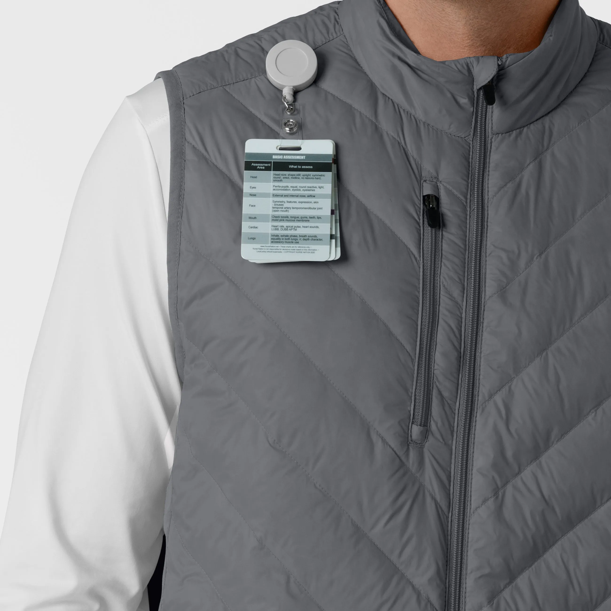 Layers 8377 Men's Quilted Scrub Vest Pewter